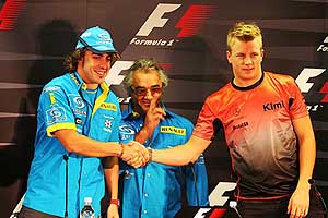 Fernando Alonso, Flavio Briatore, Kimi Raikkonen