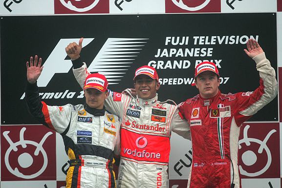 Heikki Kovalainen, Lewis Hamilton, Kimi Raikkonen